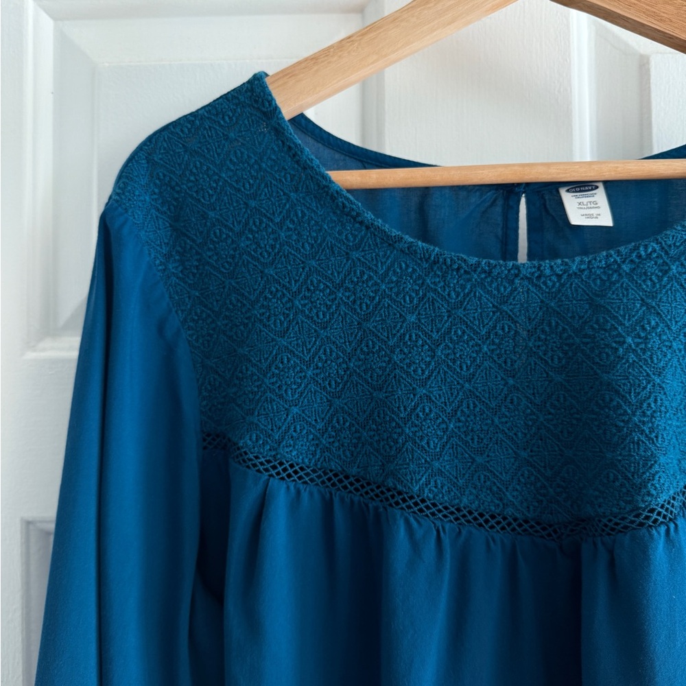 Teal Yoke Blouse